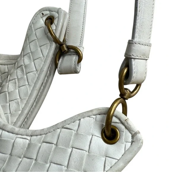 Bottega Veneta Off White Intrecciato Leather Hobo Rare Vintage Bag